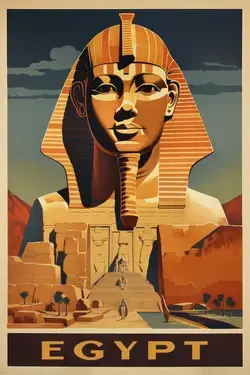 Vintage Egypt Travel Poster, Ancient Egypt Poster, Retro Wall Art,  Egypt Wall Art
