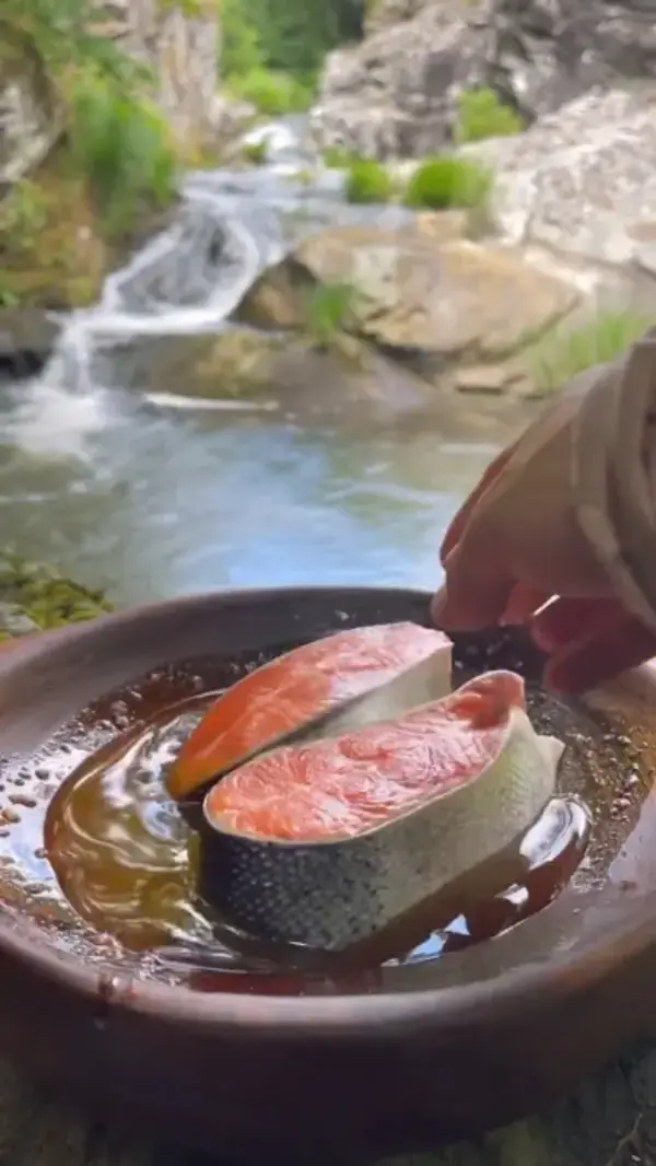 Norwegian Salmon with Orange Sauce on Natural Stone 🐟