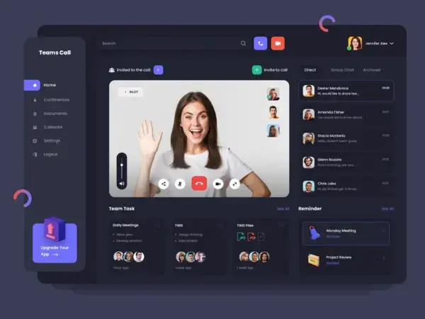 Video Conference Dashboard Design