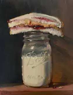 PBJ & Jar of Milk 22x17  NOAH VERRIER Original Still Life Oil - Etsy