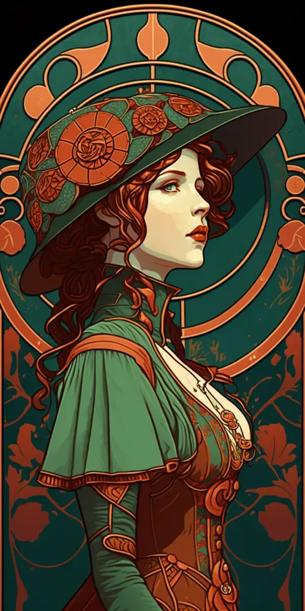 Art Nouveau girl in citadel colors