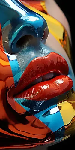 a close up of a person's face with a painted face