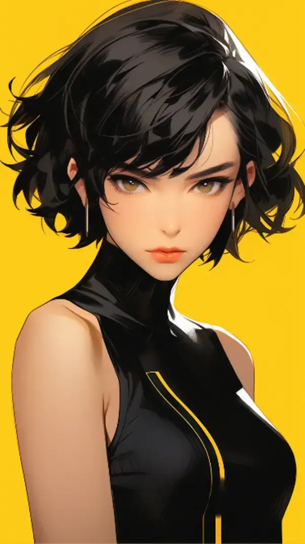 Black and Yellow Anime Portrait