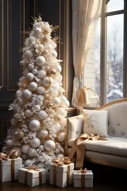 42 Beautiful Christmas tree color decoration ideas for living room 2023