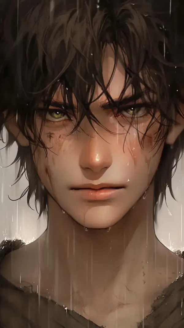 Digital portrait of a handsome teenager with cool hairstyle | wet hair | teen boy in the rain