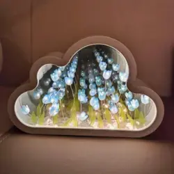 DIY Tulip Night Light, Cloud Tulip Mirror Night Light, Simulation Flower Bedroom Sleeping Table Lamp