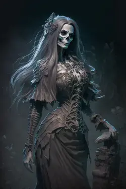 Undead Female With Long Grey Hair