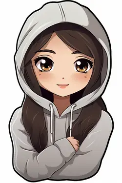 Stay Cozy and Cute, cute girl wearing a hoodie, sticker