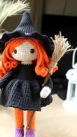 crochet doll pattern PDF. helloween doll pattern. halloween witch doll and pampkin pattern