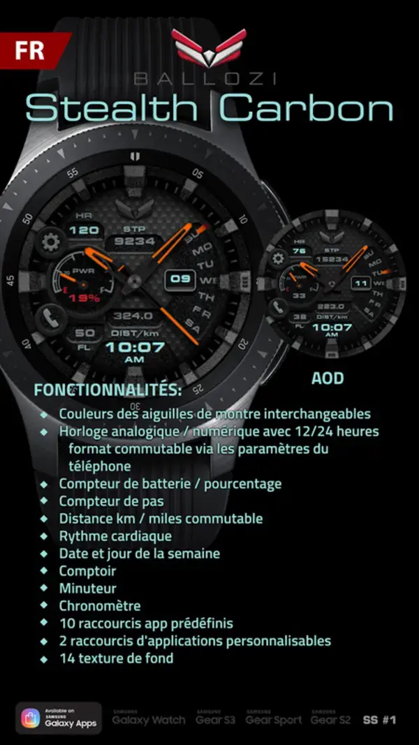 Ballozi Stealth Carbon - Premium Military/Sport Watch Face - Apps on Galaxy Store