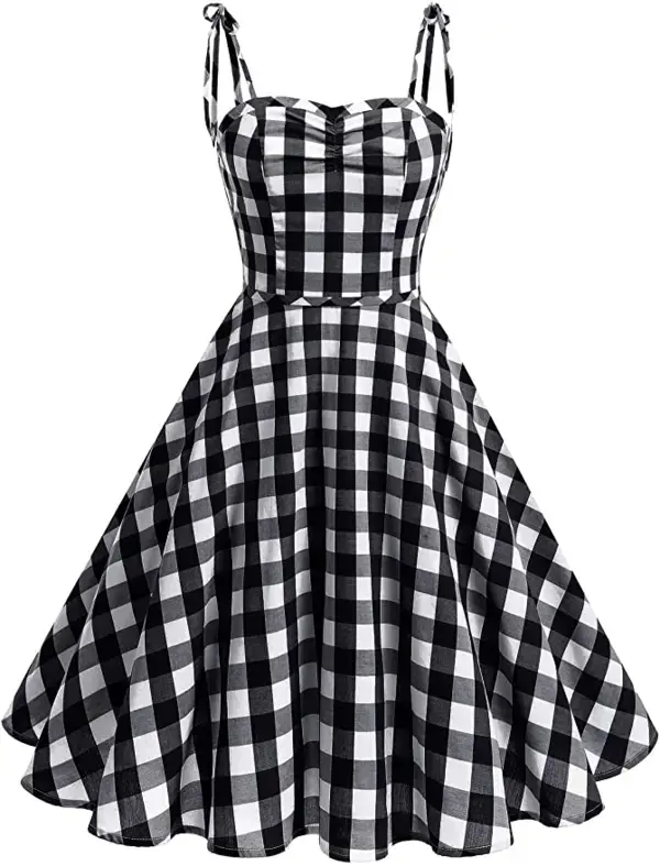 Wedtrend Women&#39;s Vintage Cocktail Dress Plaids A-line Spaghetti Summer Dress WTP20006RedPlaidsS at Amazon Women’s Clothing store