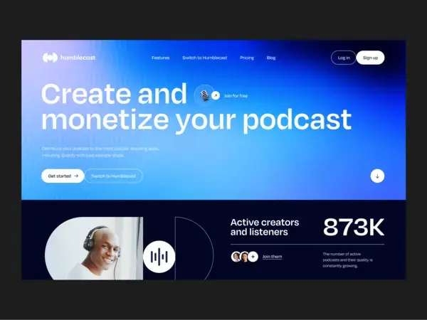 Podcast Platform Landing Page UI UX Website Landing Page Design