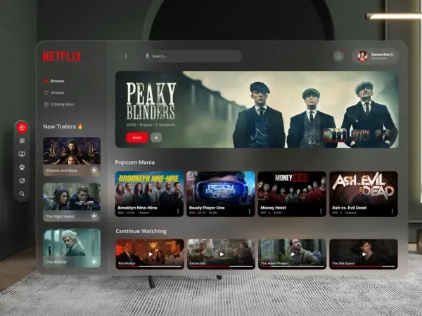 Netflix UI Apple Vision Pro : Spatial UI