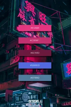 Colorful Pink Blue Neon Signs Night Photography Street Hong Kong Concept Urban Futuristic City