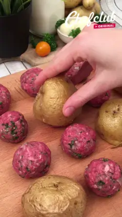 Meatball Stuffed Potato Pie