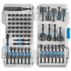 Hart 68-Piece Impact Driver Bit Set with Storage Case, Torsion Zone Size: 1/4 inch hex shank x 2 inch, White