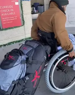 Wesley Hamilton uses Phoenix Instinct Wheelchair Luggage