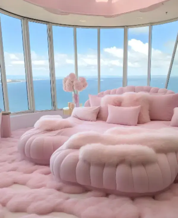 pink bedroom design /pink modern bedroom/ pink bedroom interior