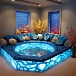 Luxury bed with a pool in the center