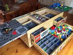 Open-Up Lego Storage Table with Built-In Drawers